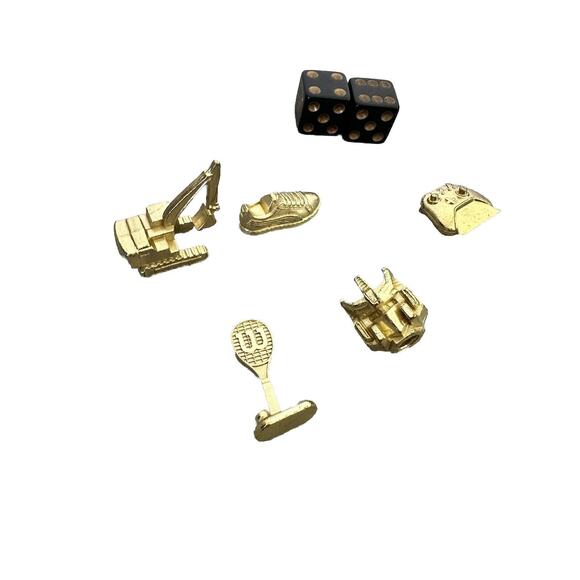 Monopoly - Empire Gold Edition Replacement Pieces 5 Tokens Movers Dice - Picture 1 of 2